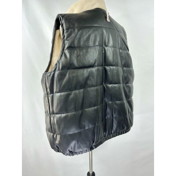 Rebecca Minkoff Reversible Puffer Vest Black Cream Faux Leather Sheepskin XXL - Picture 6 of 13